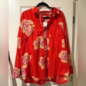 We The Free Bold Red Floral Shirt NWT